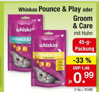 Zimmermann Whiskas pounce & play oder groom & care mit huhn Angebot