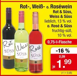 Zimmermann Rot & süss, weiss & süss, rosé & süss rot-, weiß- o. roséwein Angebot