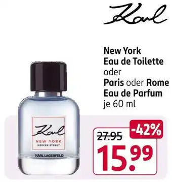 Rossmann Karl lagerfeld new york eau de toilette oder paris oder rome eau de parfum Angebot