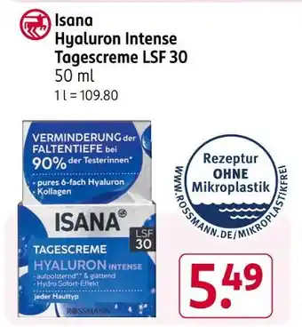 Rossmann Isana hyaluron intense tagescreme lsf 30 Angebot