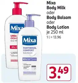 Rossmann Mixa body milk oder body balsam oder body lotion Angebot