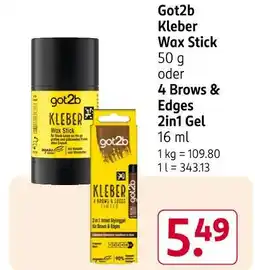 Rossmann Got2b kleber wax stick 4 brows & edges 2in1 gel Angebot