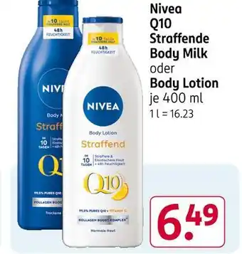 Rossmann Nivea q10 straffende body milk oder body lotion Angebot