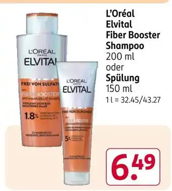 Rossmann L'oréal elvital fiber booster shampoo oder spülung Angebot