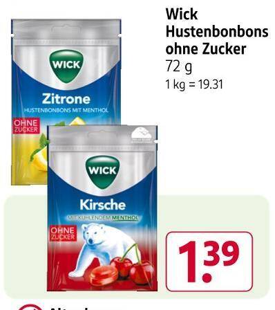Wick hustenbonbons ohne zucker Angebot bei Rossmann