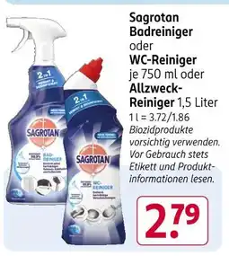 Rossmann Sagrotan badreiniger oder wc-reiniger oder allzweck-reiniger Angebot