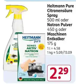 Rossmann Heitmann pure citronensäure spray oder natron pulver oder maschinen entkalker Angebot