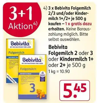 Rossmann Bebivita folgemilch 2 oder 3 oder kindermilch 1+ oder 2+ Angebot