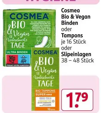 Rossmann Cosmea bio & vegan binden oder tampons Angebot