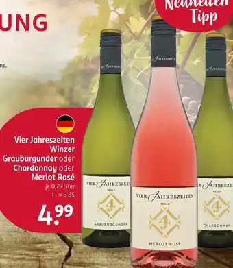 Rossmann Vier jahreszeiten winzer grauburgunder oder chardonnay oder merlot rosé Angebot