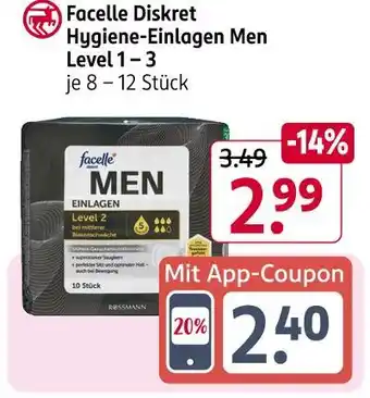 Rossmann Facelle diskret hygiene-einlagen men level 1 – 3 Angebot