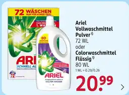 Rossmann Ariel vollwaschmittel pulver oder colorwaschmittel flüssig Angebot