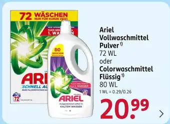 Rossmann Ariel vollwaschmittel pulver oder colorwaschmittel flüssig Angebot