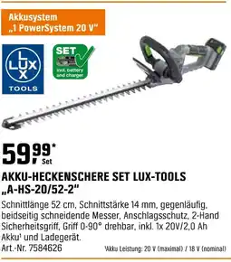 OBI Lux tools akku-heckenschere set a-hs-20/52-2 Angebot