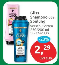 Budni Schwarzkopf gliss shampoo oder spülung Angebot