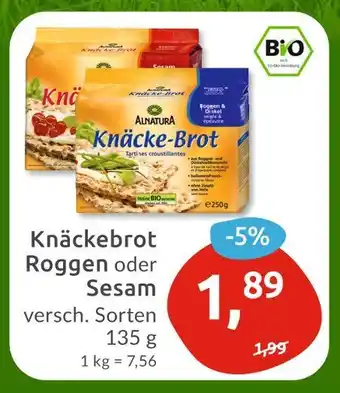 Budni Alnatura knäckebrot roggen oder sesam Angebot