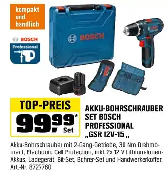 OBI Bosch akku-bohrschrauber set bosch professional gsr 12v-15 Angebot