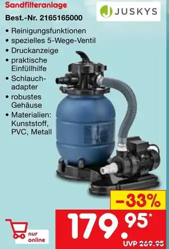 Netto Marken-Discount Juskys Sandfilteranlage Angebot