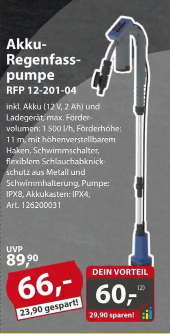 Sonderpreis Baumarkt Akku- Regenfasspumpe RFP 12-201-04 Angebot