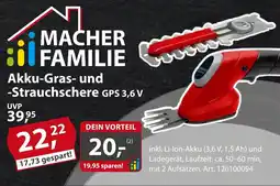 Sonderpreis Baumarkt Akku-Gras- und -Strauchschere GPS 3,6 V Angebot