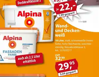 Sonderpreis Baumarkt Alpina Wand- und Deckenweiß Angebot