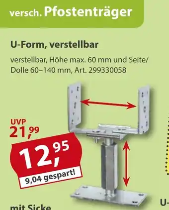 Sonderpreis Baumarkt Pfostenträger U-Form, verstellbar Angebot