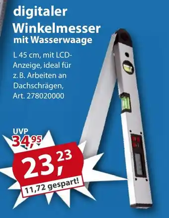 Sonderpreis Baumarkt digitaler Winkelmesser mit Wasserwaage Angebot