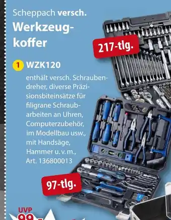 Sonderpreis Baumarkt Scheppach Werkzeugkoffer WZK120 Angebot