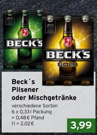 CAP Markt Beck's Pilsener oder Mischgetränke Angebot