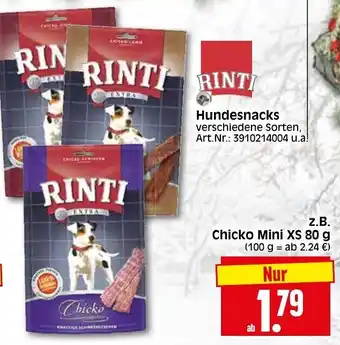 Herkules Baumarkt Rinti Hundesnacks, Chicko Mini XS 80g Angebot