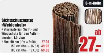 B1 Discount Baumarkt Sichtschutzmatte Weidenholz Angebot