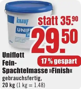 B1 Discount Baumarkt KNAUF Uniflott Fein Spachtelmasse Finish Angebot