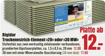 B1 Discount Baumarkt Rigidur Trockenestrich-Element 20 oder 30 MW Angebot