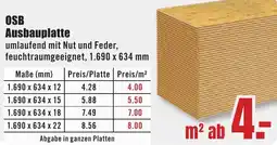 B1 Discount Baumarkt OSB Ausbauplatte Angebot