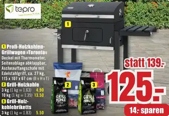 B1 Discount Baumarkt tepro Profi-Holzkohlen Grillwagen Toronto Angebot