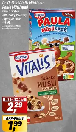 Simmel Dr. Oetker Vitalis Müsli oder Paula Müslispaß Angebot