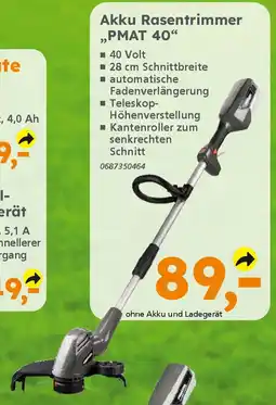 Globus Baumarkt PRIMASTER Akku Rasentrimmer „PMAT 40❝ Angebot