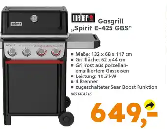 Globus Baumarkt weber Gasgrill „Spirit E-425 GBS" Angebot