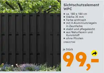 Globus Baumarkt Sichtschutzelement WPC Angebot