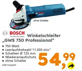 Globus Baumarkt BOSCH Winkelschleifer ,,GWS 750 Professional" Angebot