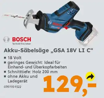 Globus Baumarkt BOSCH Akku-Säbelsäge „GSA 18V LI C❝ Angebot