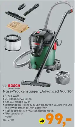 Globus Baumarkt BOSCH Nass-Trockensauger „Advanced Vac 20" Angebot