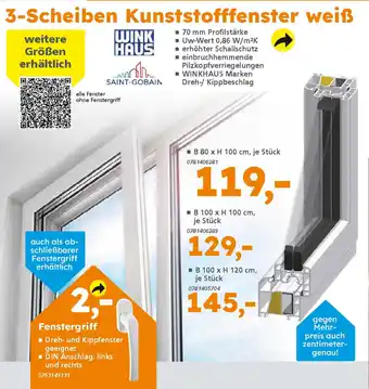 Globus Baumarkt 3-Scheiben Kunststofffenster weiß Angebot