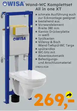 Globus Baumarkt WISA Wand-WC Komplettset All in one XT Angebot