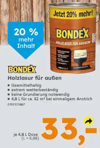 Globus Baumarkt BONDEX Holzlasur für außen Angebot