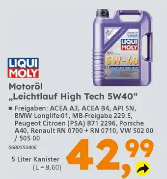 Globus Baumarkt LIQUI MOLY Motoröl ,,Leichtlauf High Tech 5W40" Angebot