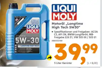 Globus Baumarkt LIQUI MOLY Motoröl „Longtime High Tech 5W30" Angebot