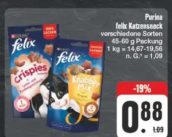 Edeka Purina felix crispies oder knabber mix Angebot