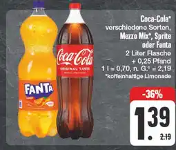 Edeka Coca-cola verschiedene sorten, mezzo mix, sprite oder fanta Angebot