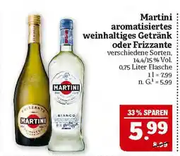 Marktkauf Martini aromatisiertes weinhaltiges getränk oder frizzante Angebot